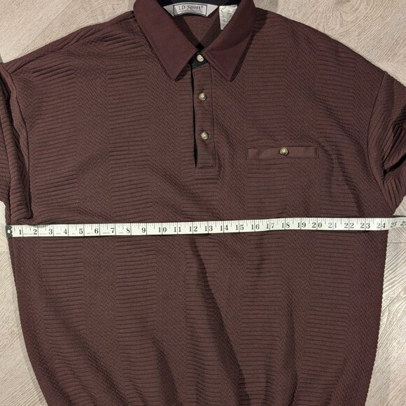 Vintage LD Sport International Ribbed Long Sleeve Polo Shirt Men's 2XL Burgandy - Picture 4 of 6